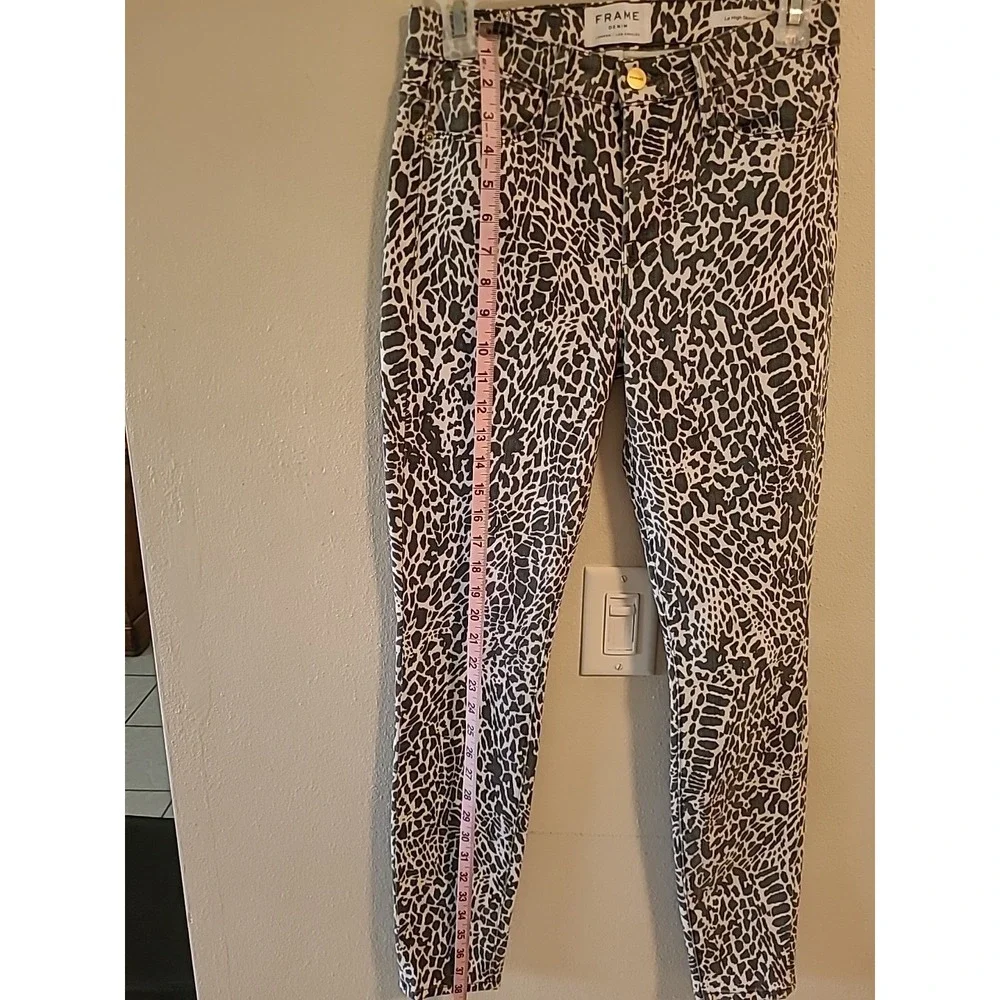 FRAME Denim ANIMAL PRINT LE HIGH ANKLE SKINNY JEANS SZ 26 Gray White Faded - Picture 6 of 12